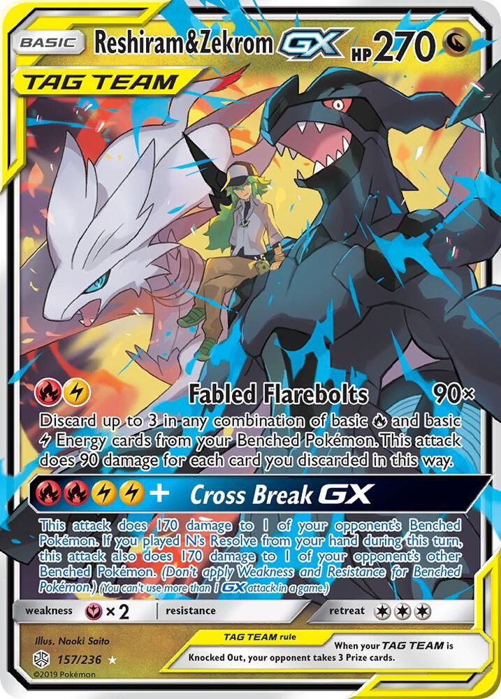 Reshiram & Zekrom GX (157/236) Ultra Rare (SM12)