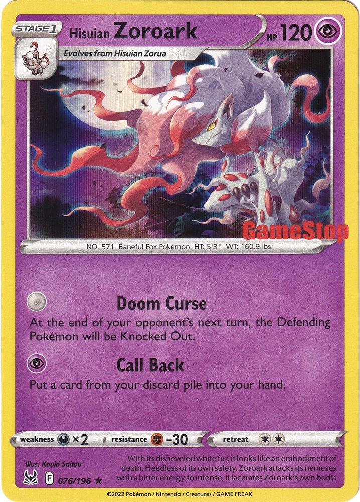 Hisuian Zoroark (Gamestop Exclusive) (076/196) Promo (MCAP)