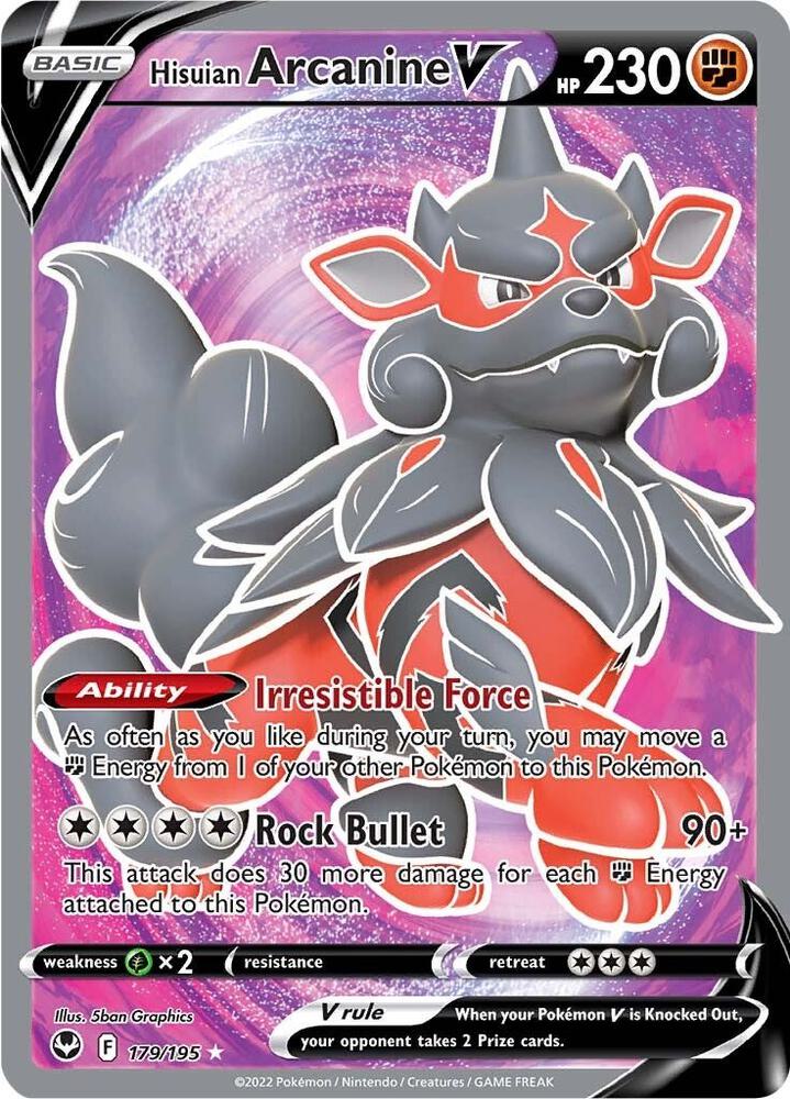 Hisuian Arcanine V (Full Art) (179/195) Ultra Rare (SWSH12)