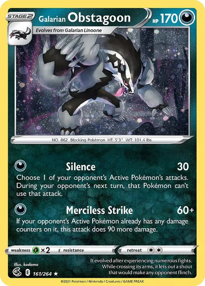 Galarian Obstagoon (Cosmos Holo) (161/264) Holo Rare (MCAP)