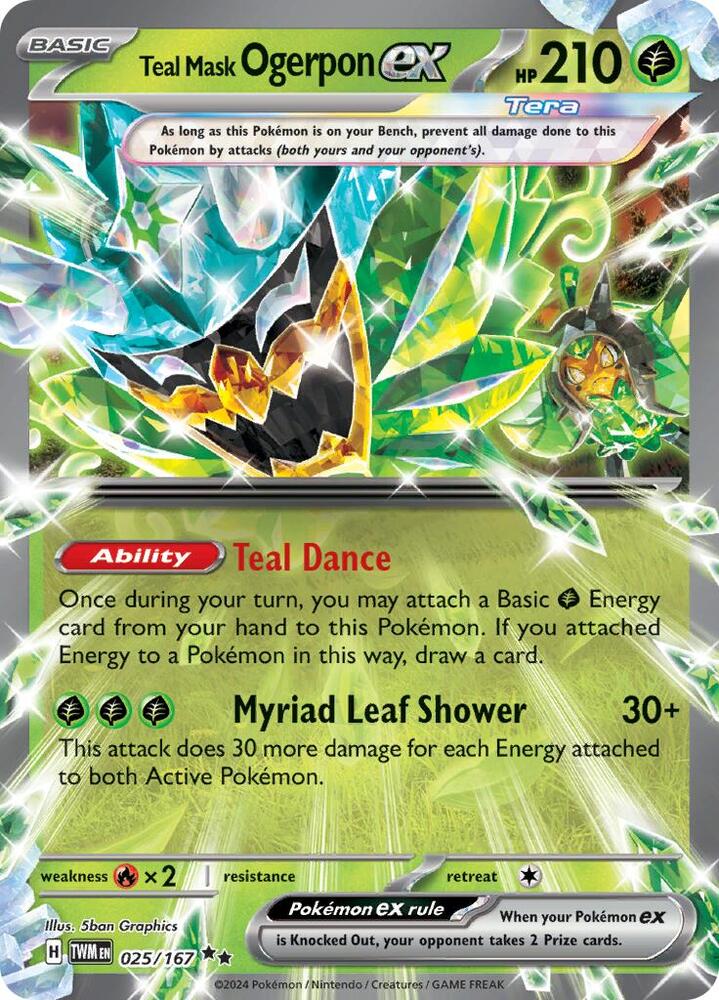 Teal Mask Ogerpon ex (025/167) Double Rare (TWM)