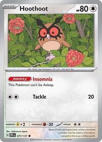 Catalog image | Hoothoot - 077/131 - SV: Prismatic Evolutions | SV: Prismatic Evolutions | 077/131