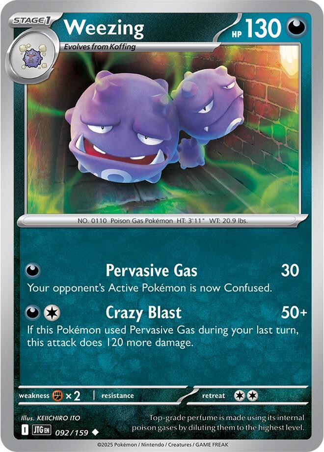 Weezing (092/159) Uncommon (JTG) (Reverse Holofoil)