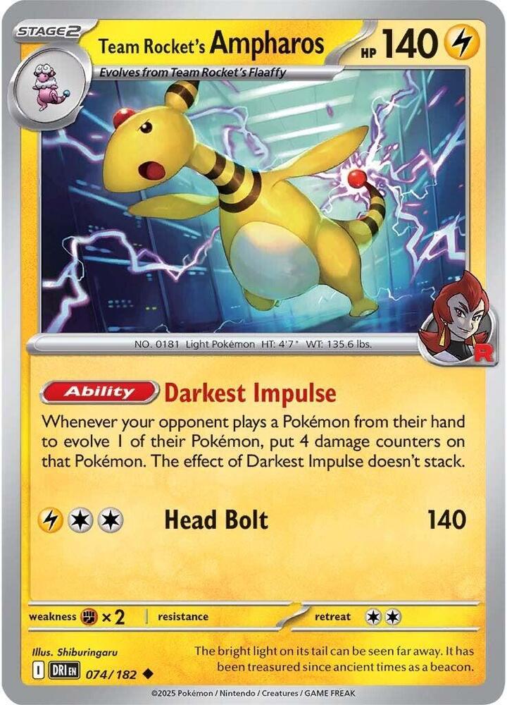 Team Rocket's Ampharos (074/182) Uncommon (DRI)