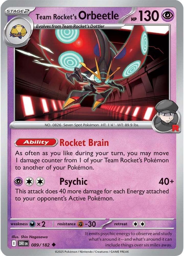 Team Rocket's Orbeetle (089/182) Uncommon (DRI) (Reverse Holofoil)