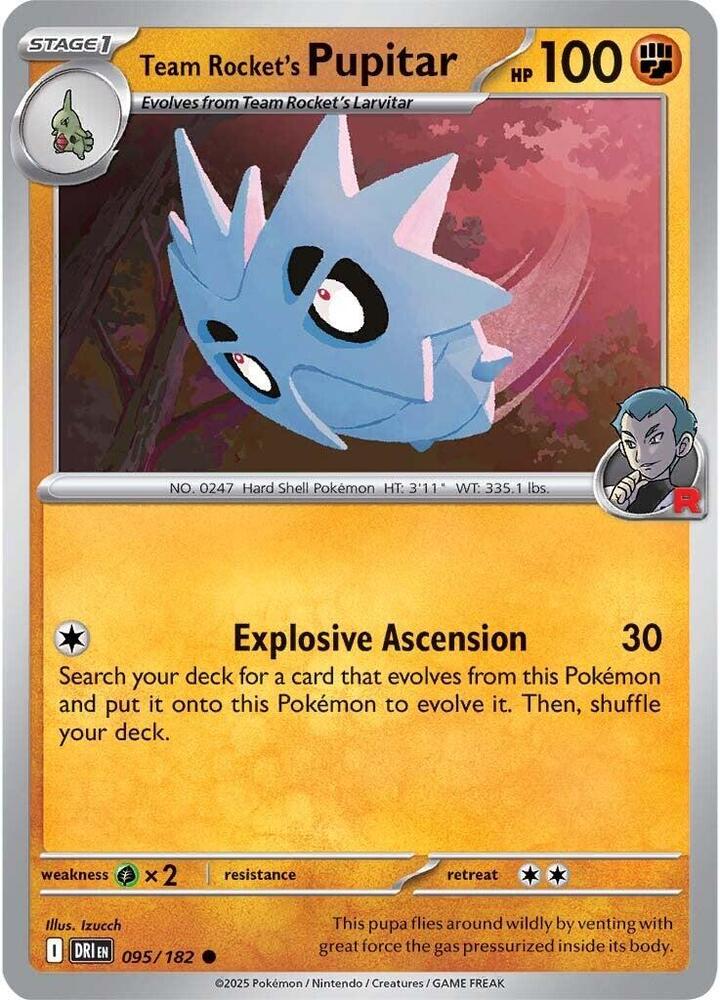 Team Rocket's Pupitar (095/182) Common (DRI) (Reverse Holofoil)