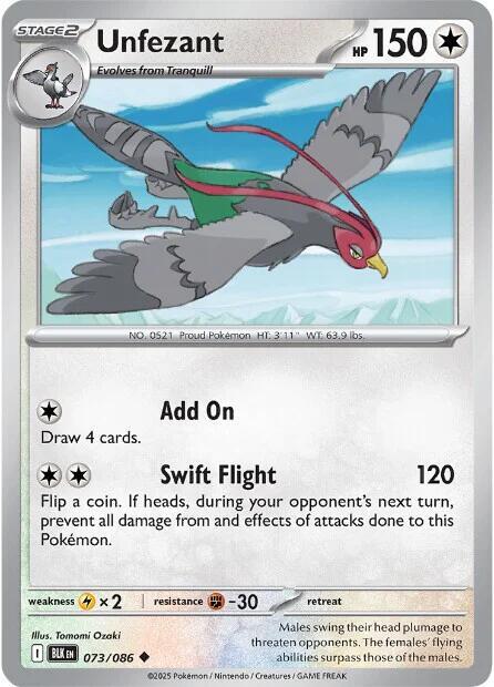 Unfezant (073/086) Uncommon (BLK) (Reverse Holofoil)