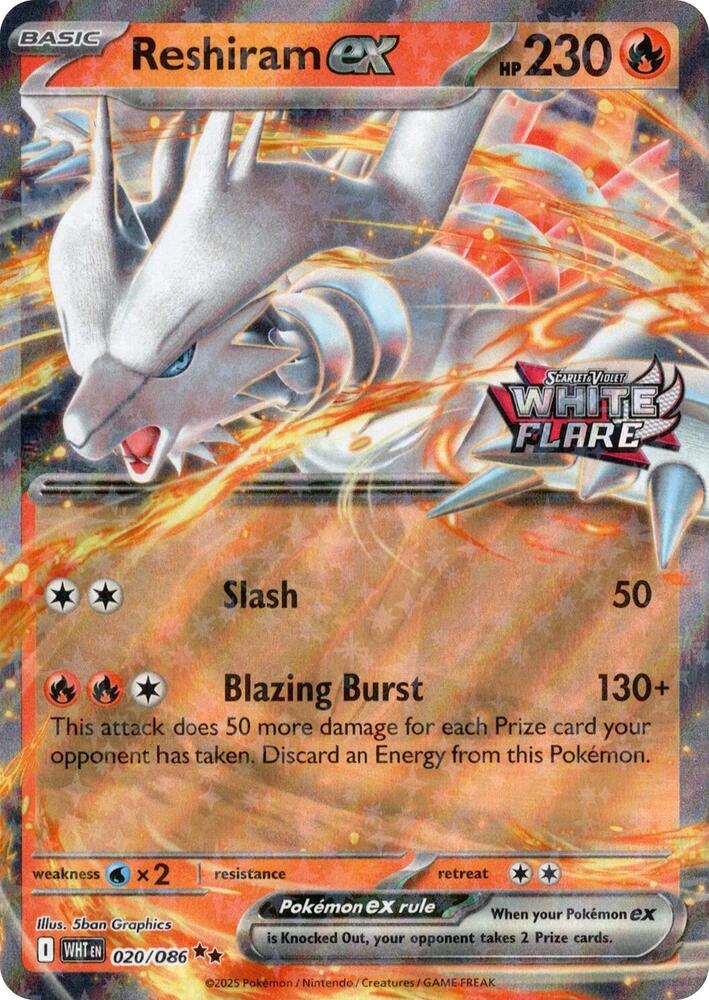 Reshiram ex (White Flare Stamped) (020/086) (MCAP)