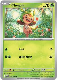 Catalog image | Chespin - 005/086 - ME04: Chaos Rising | ME04: Chaos Rising | 005/086