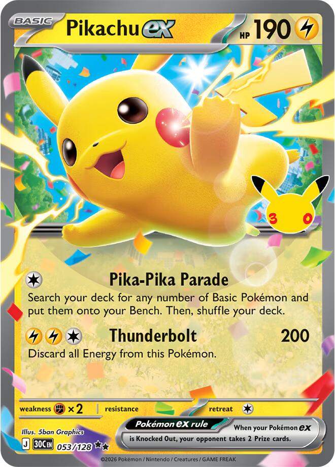 Pikachu ex (053/128) Double Rare (30C)